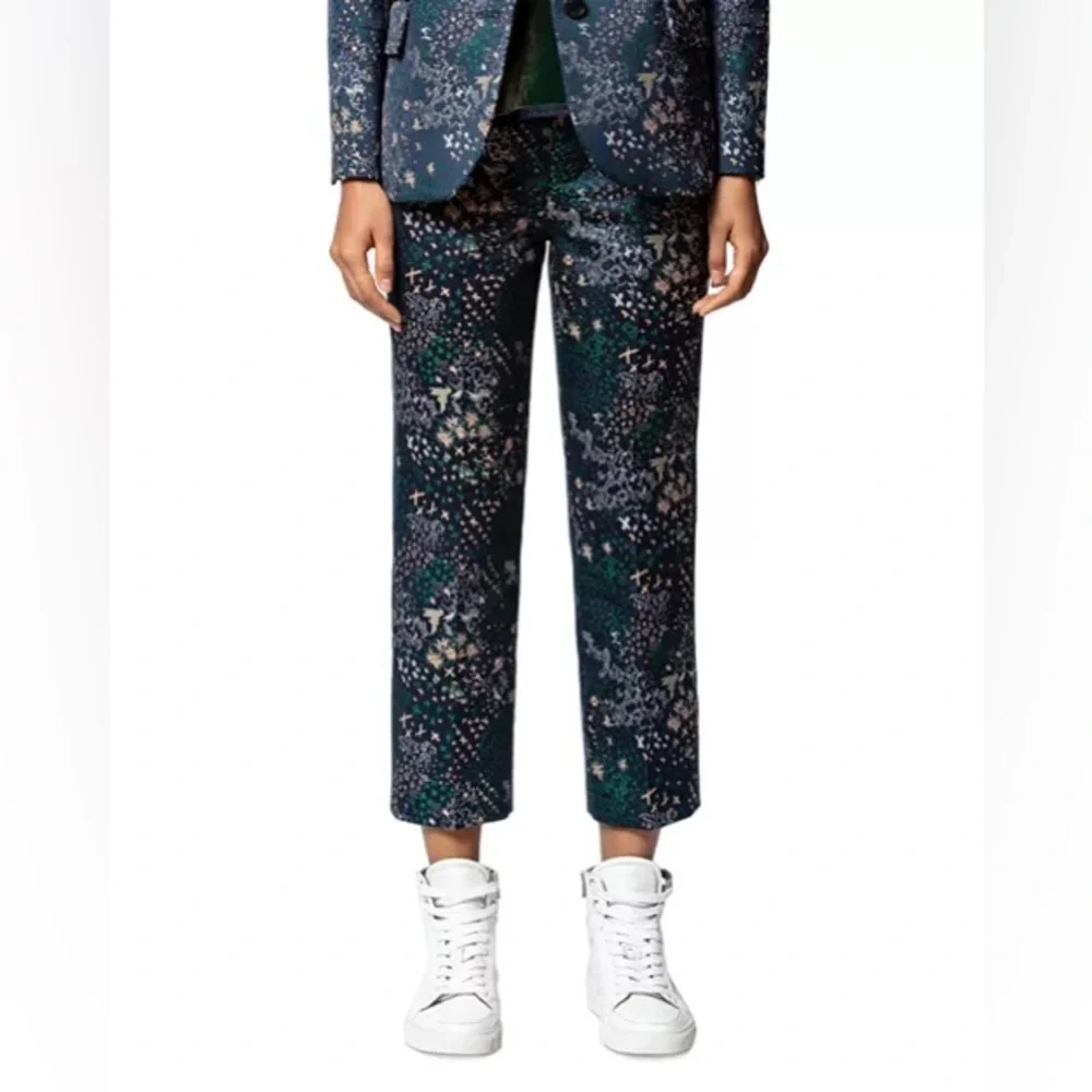 ZADIG & VOLTAIRE Posh Mixed-Print Metallic Jacquard Cropped Trousers - Picture 8 of 12